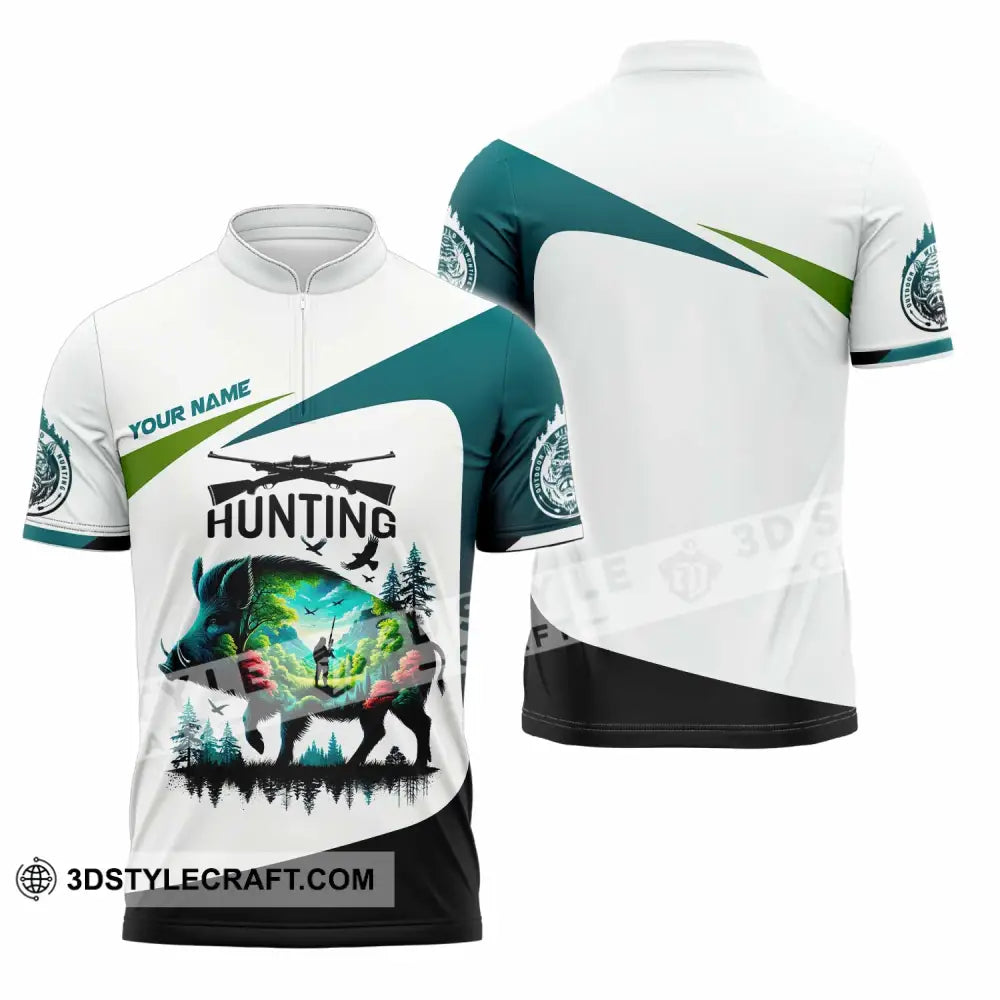 Unisex Shirt Custom Name Hunter Hoodie Polo Long Sleeve Zipper / S T-Shirt