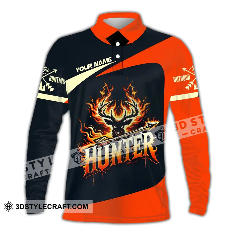 Unisex Shirt Custom Name Hunter Polo Long Sleeve / S T-Shirt