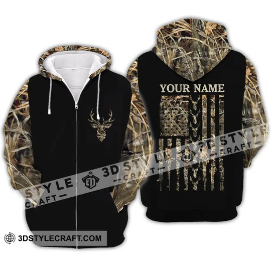 Unisex Shirt - Custom Name Shirt - Hunting Shirt, Hunting Name - Deer Hunting Camo American Flag style option 4