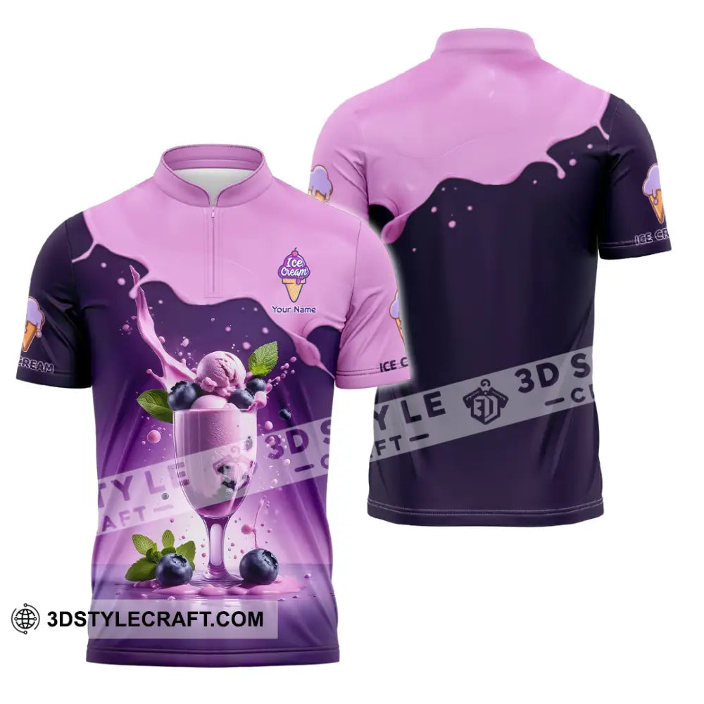 Unisex Shirt Custom Name Ice Cream Gift For Lover Zipper Polo / S T-Shirt