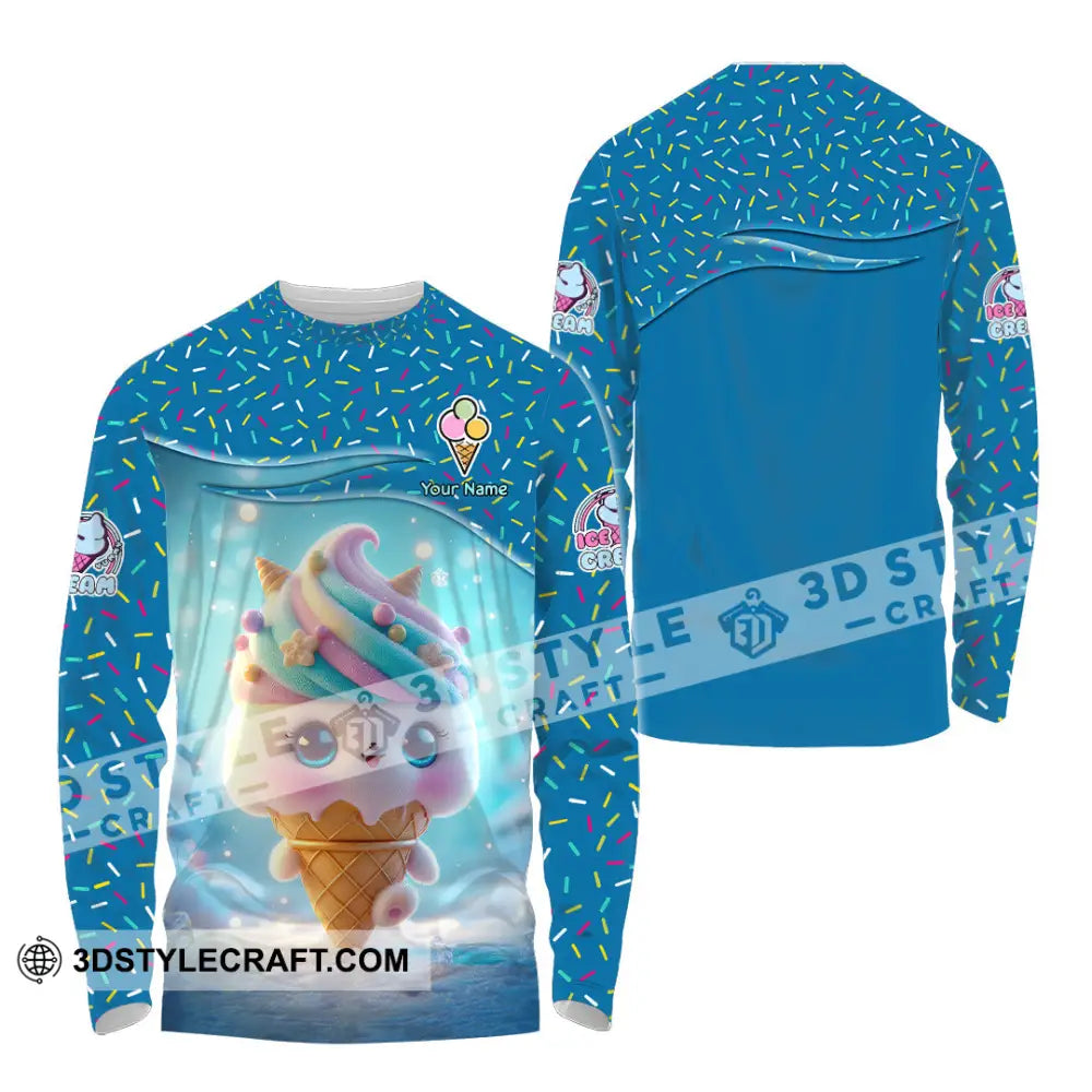 Unisex Shirt Custom Name Ice Cream Lover Gift Long Sleeve / S T-Shirt