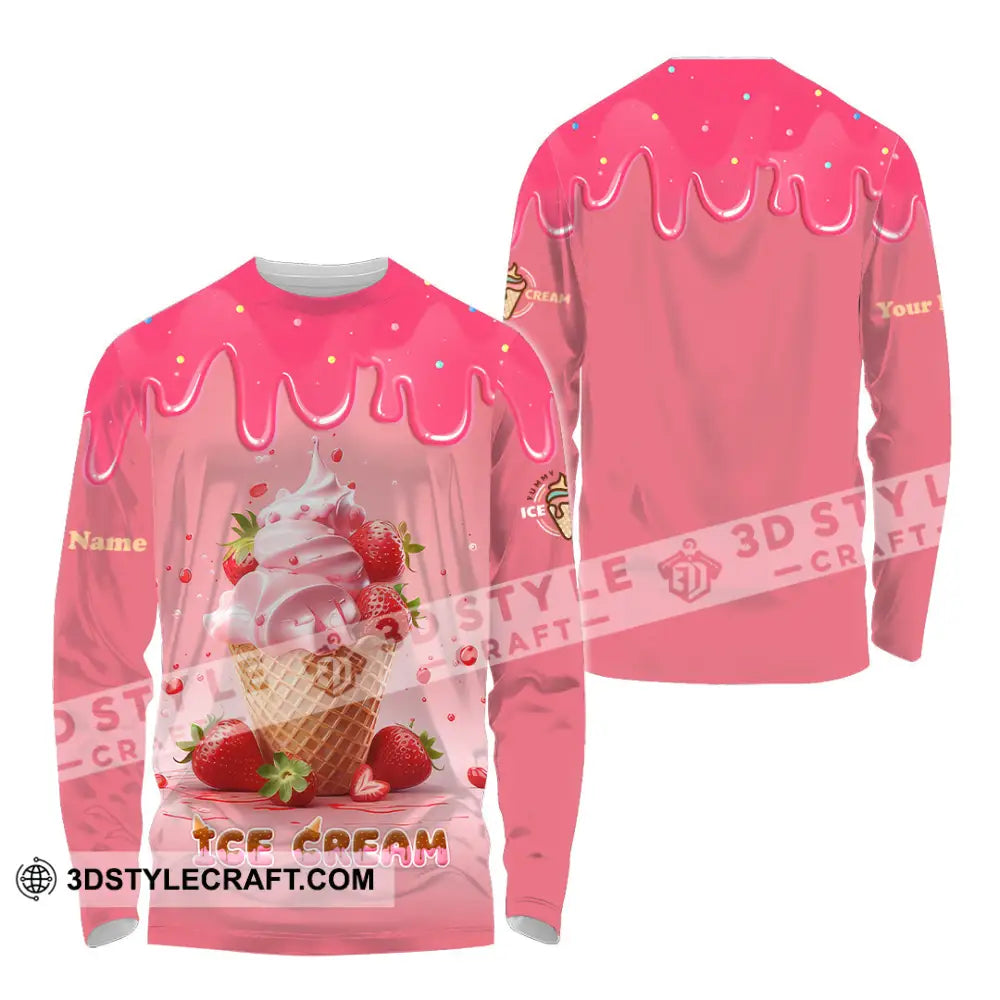 Unisex Shirt Custom Name Ice Cream Lover Long Sleeve / S T-Shirt