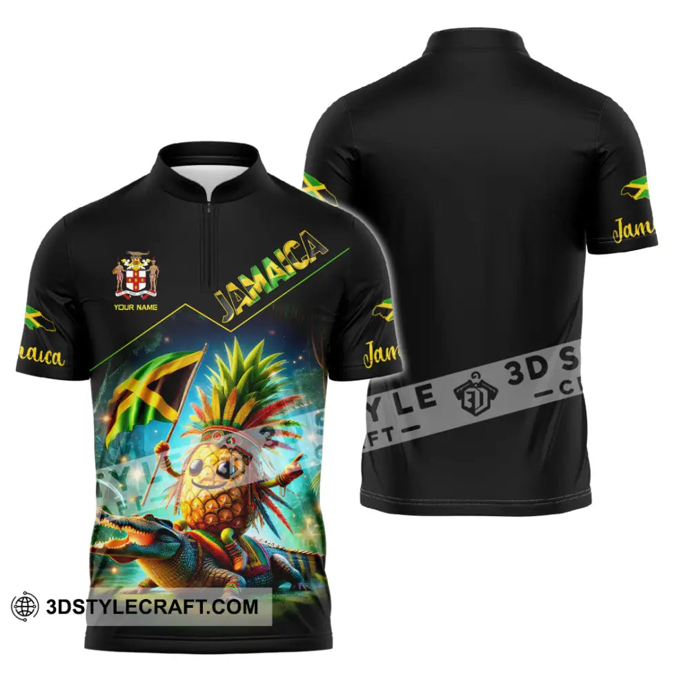 Unisex Shirt Custom Name Jamaica Gift For Lover Zipper Polo / S T-Shirt