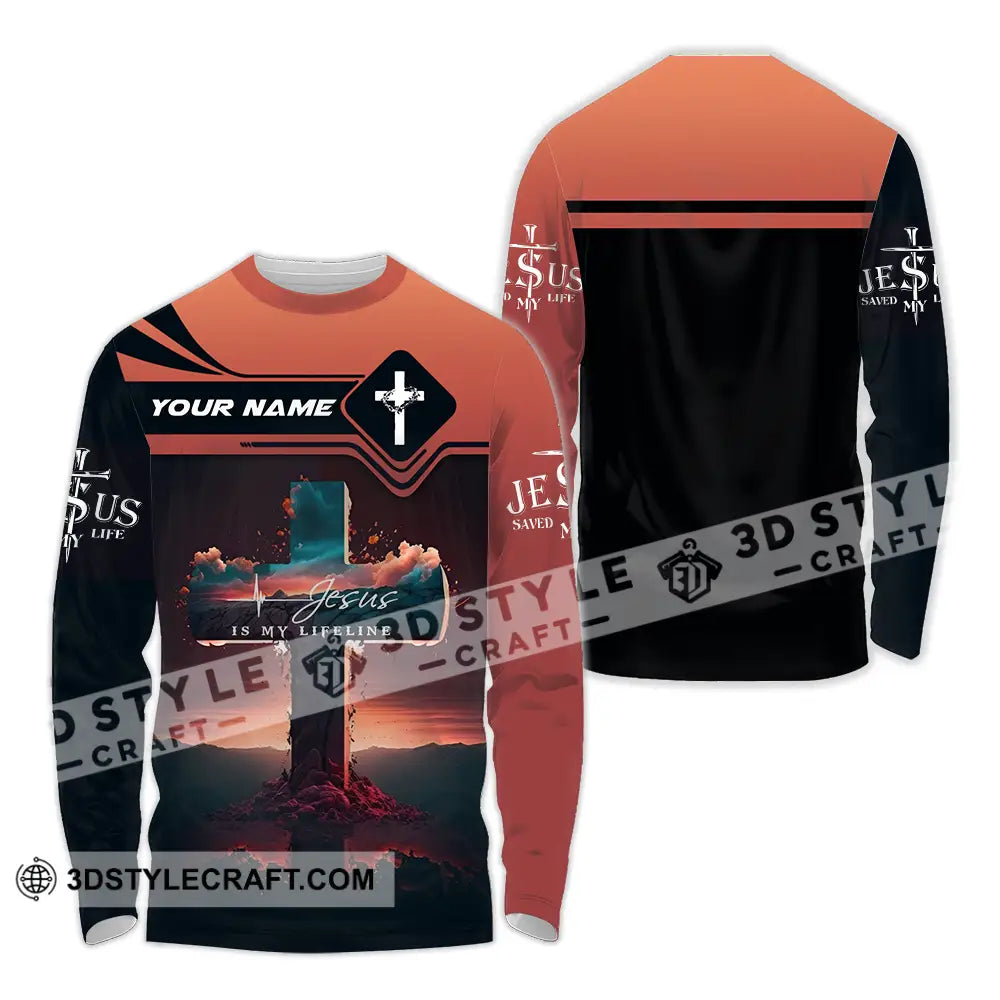 Unisex Shirt - Custom Name Jesus Is My Lifeline Long Sleeve / S T-Shirt