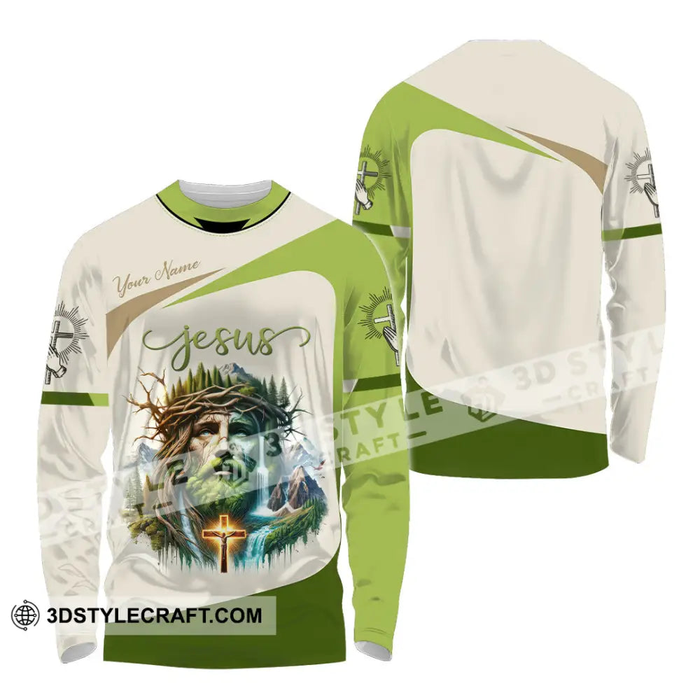 Unisex Shirt Custom Name Jesus Polo Long Sleeve Christian Gift / S T-Shirt