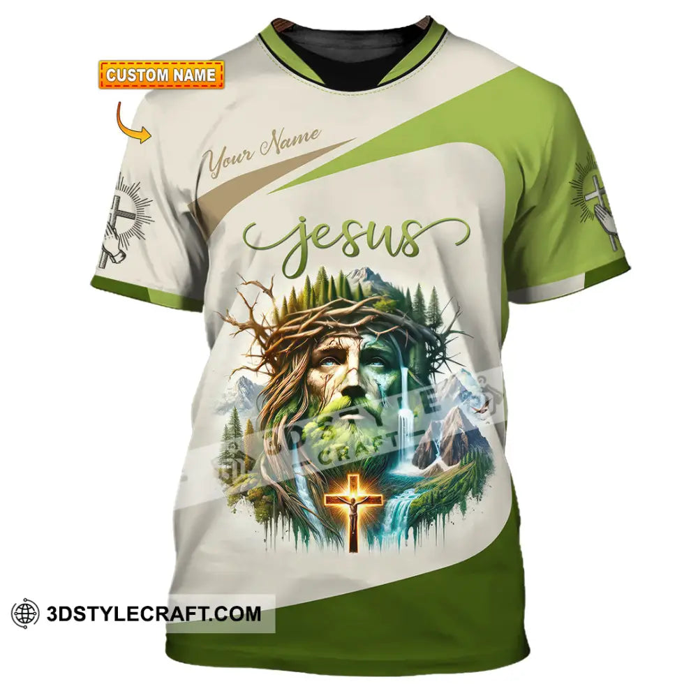 Unisex Shirt Custom Name Jesus Polo Long Sleeve Christian Gift T-Shirt