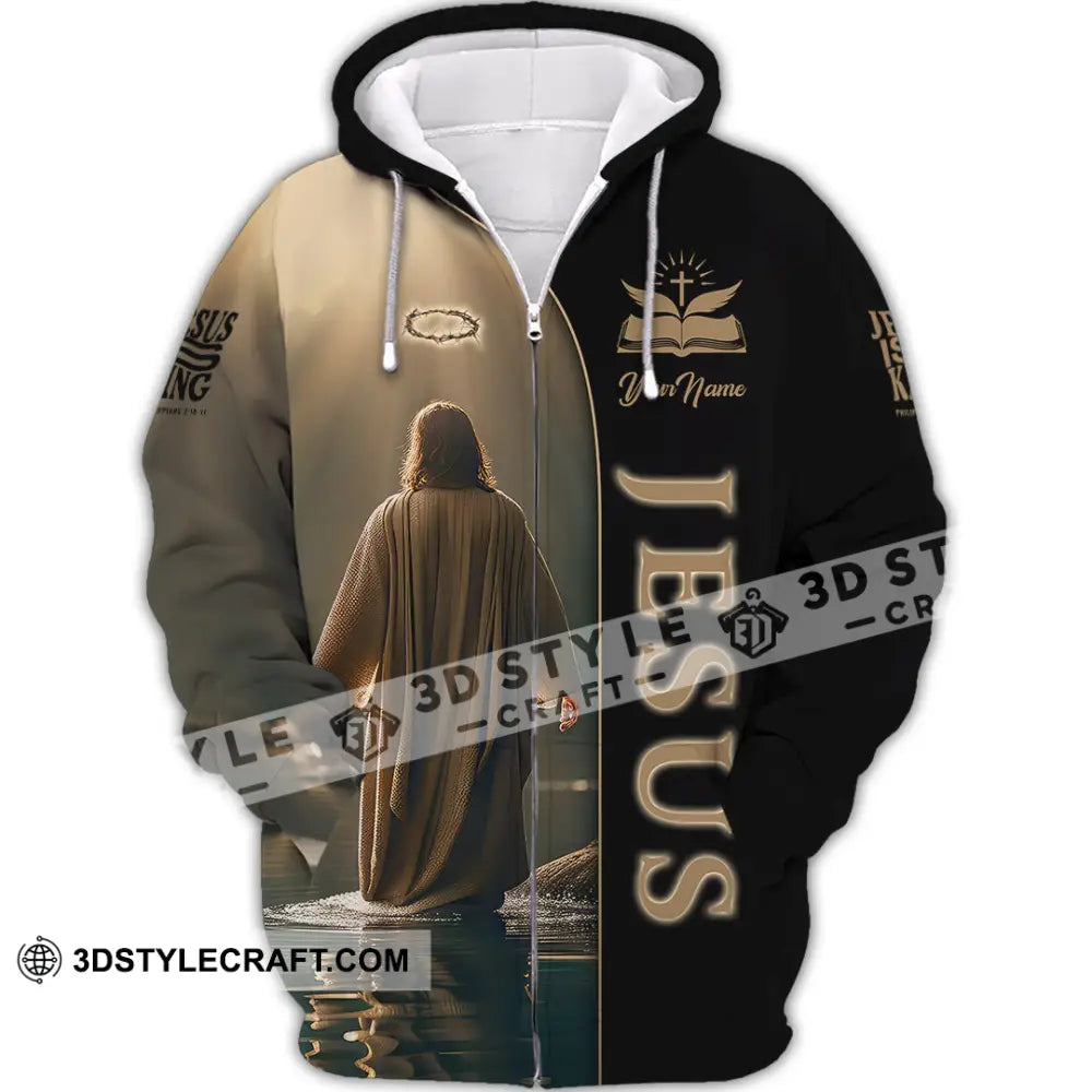 Unisex Shirt Custom Name Jesus Polo Long Sleeve Christian Gift Zipper Hoodie / S T-Shirt