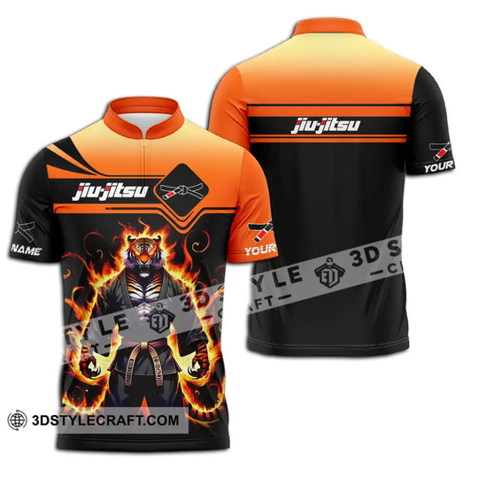 Unisex Shirt - Custom Name Jiu Jitsu Fire Tiger Shirt style option 2