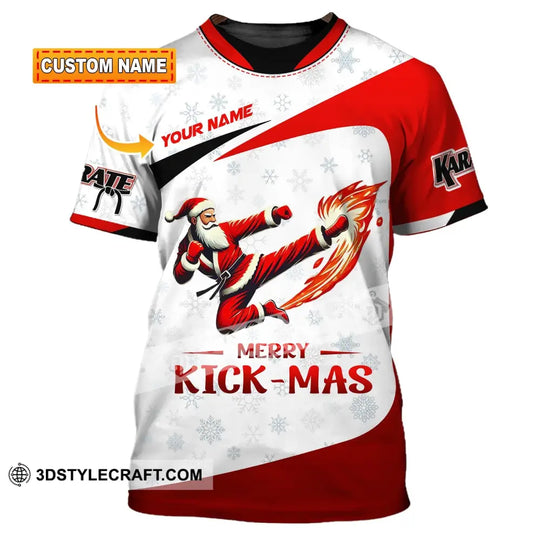 Unisex Shirt, Custom Name Karate Santa Shirt, Christmas Polo Long Sleeve, Christmas T-Shirt style option 1