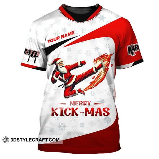 Unisex Shirt, Custom Name Karate Santa Shirt, Christmas Polo Long Sleeve, Christmas T-Shirt style option 2