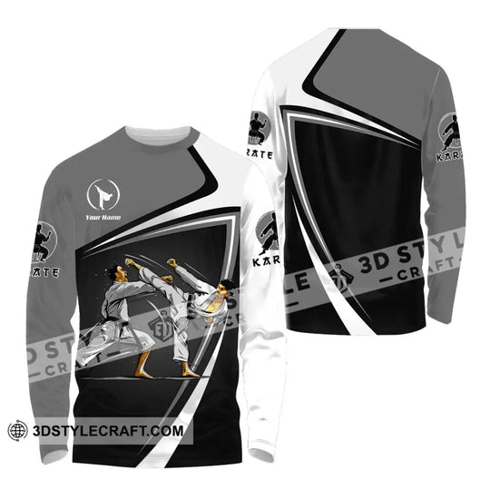 Unisex Shirt - Custom Name Karate Sport Shirt Grey Fighter style option 4