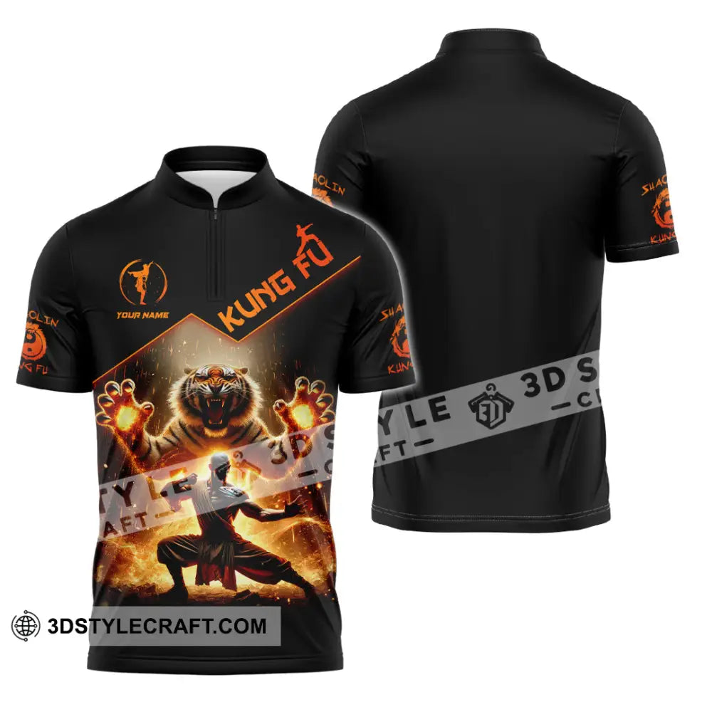 Unisex Shirt Custom Name Kung Fu Lover Gift Zipper Polo / S T-Shirt