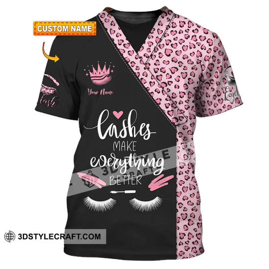 Unisex Shirt - Custom Name Lashes Make Everything Better Shirt style option 1