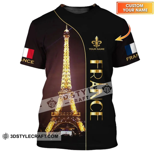 Unisex Shirt - Custom Name Shirt - Light Eiffel Tower, France Shirt style option 1