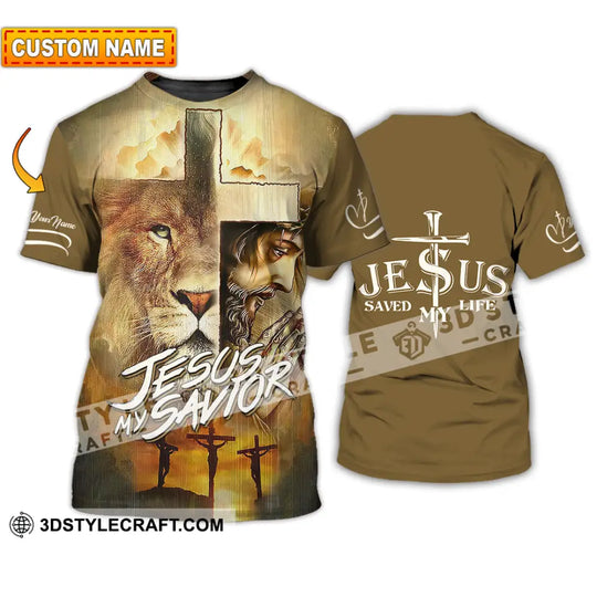Unisex Shirt - Custom Name Lion Shirt Jesus Saved My Life style option 1