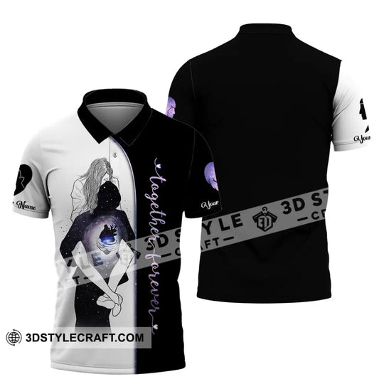Unisex Shirt, Custom Name Lover Couple Shirt, Couple Polo Long Sleeve Shirt, Couple Gift style option 4