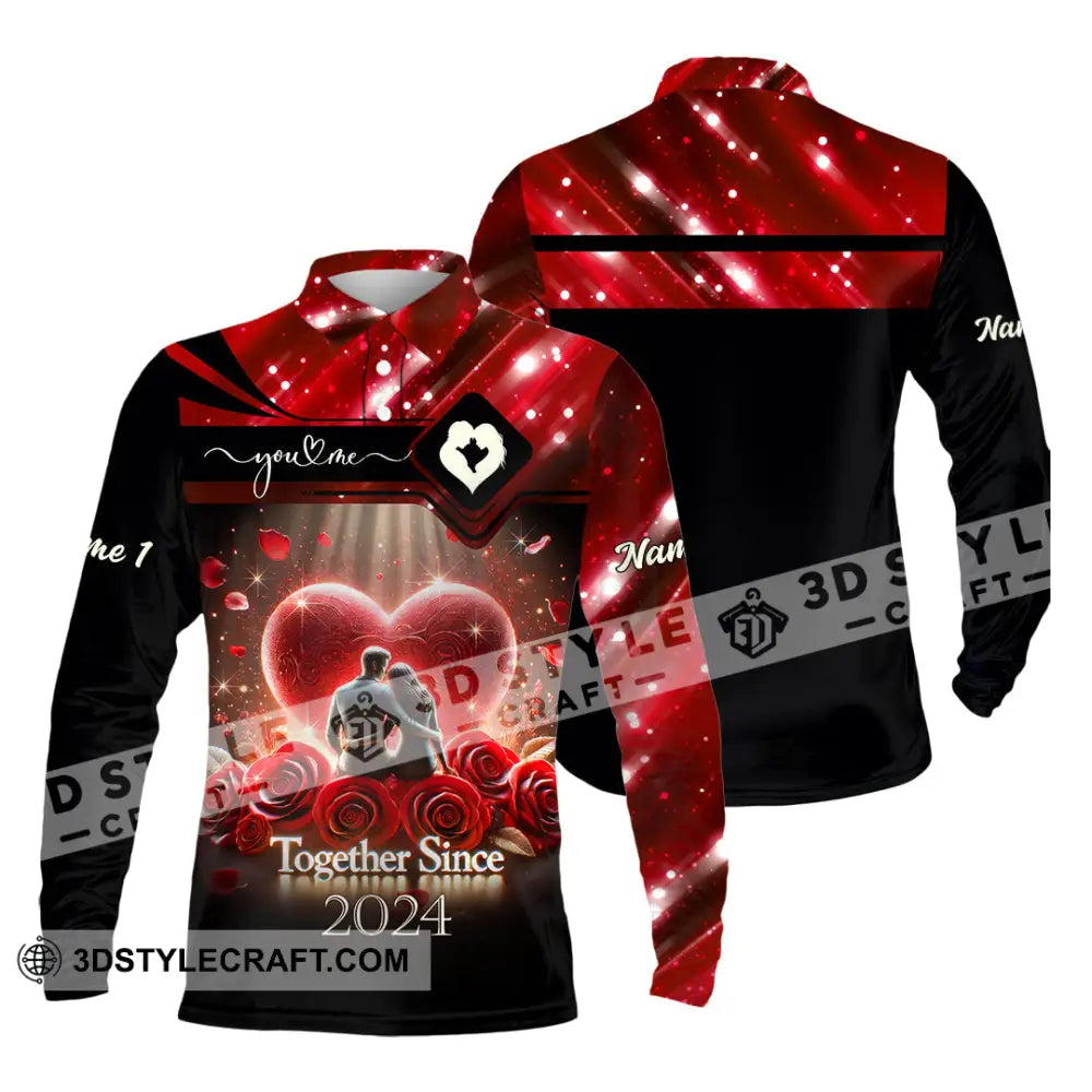 Unisex Shirt Custom Name Lover Couple Polo Long Sleeve Gift / S T-Shirt