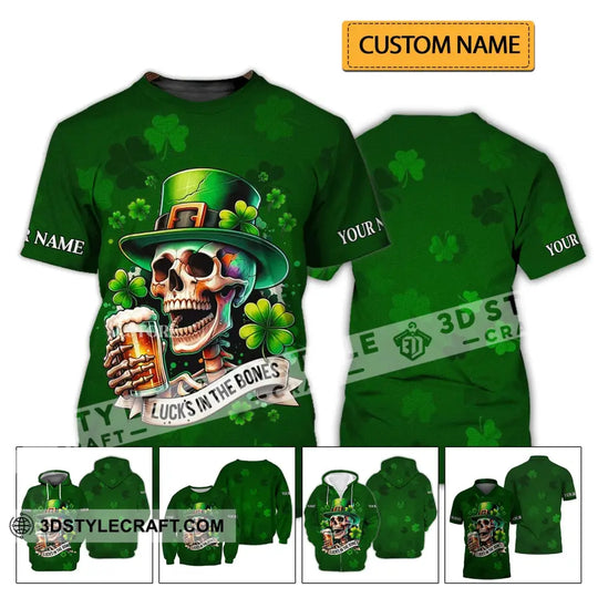 Unisex Shirt - Custom Name Shirt - Lucks In The Bones, Happy Saint Patrick's Day style option 2