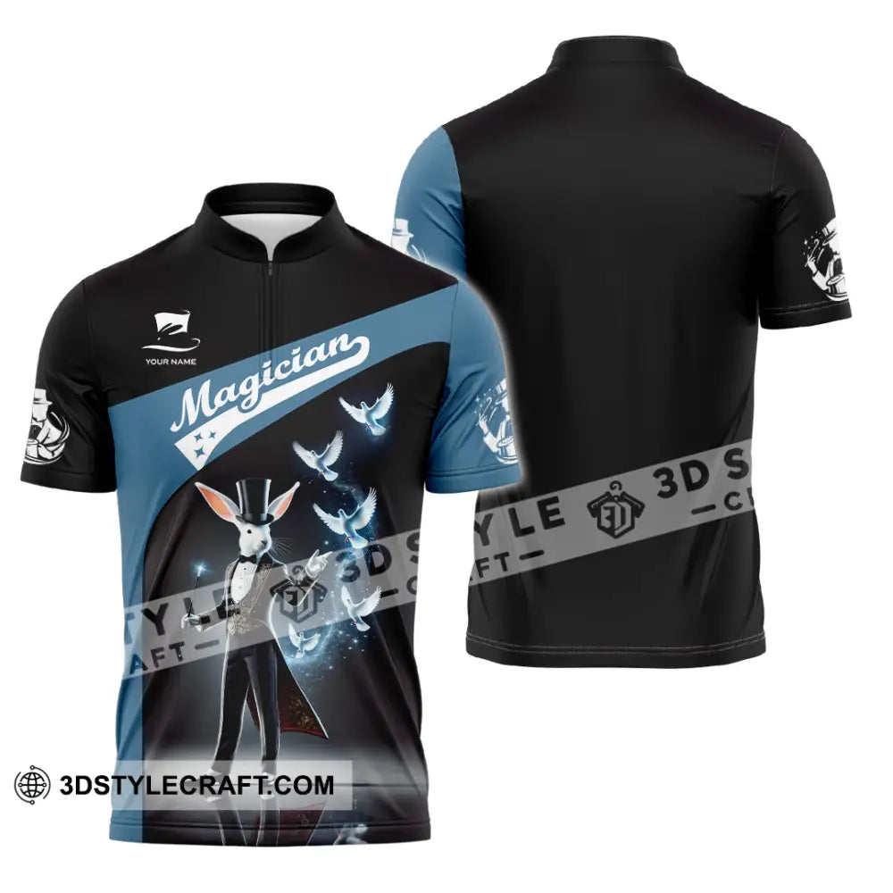 Unisex Shirt Custom Name Magician Long Sleeve Polo Zipper / S T-Shirt