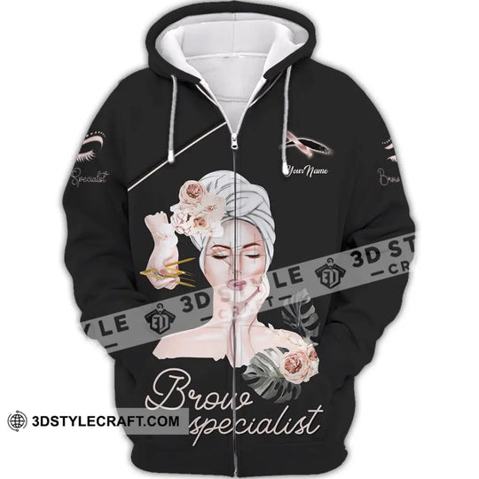 Unisex Shirt, Custom Name Makeup Artist Shirt, Brow Specialist Shirt, Beauty Salon T-Shirt style option 3