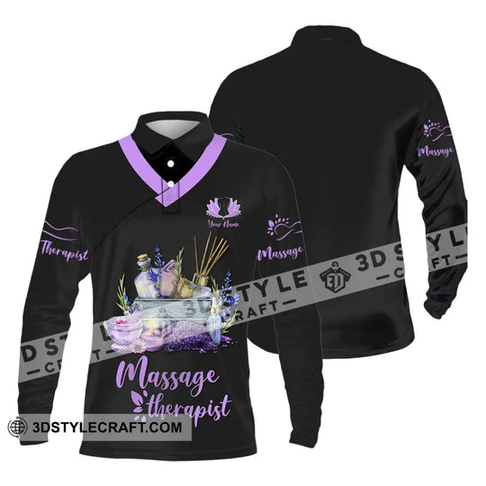 Unisex Shirt - Custom Name Massage Therapist Shirt Purple Line style option 3
