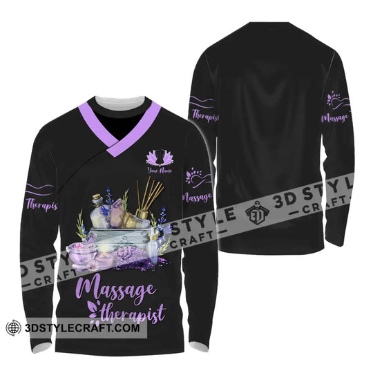 Unisex Shirt - Custom Name Massage Therapist Shirt Purple Line style option 4