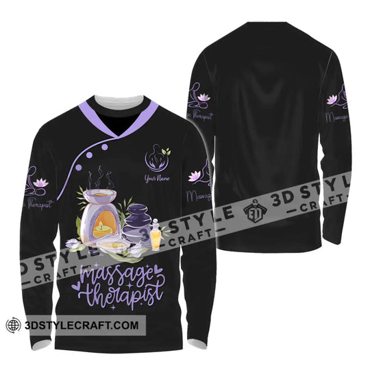Unisex Shirt - Custom Name Massage Therapist Shirt Purple Massage Tools style option 4