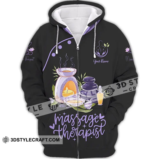 Unisex Shirt - Custom Name Massage Therapist Shirt Purple Massage Tools style option 2