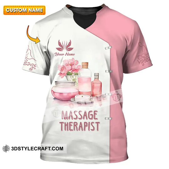 Unisex Shirt - Custom Name Massage Therapist Shirt, White And Light Pink style option 1
