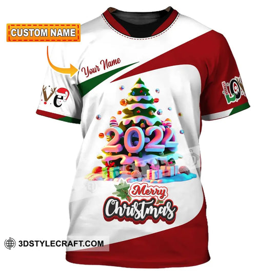 Unisex Shirt, Custom Name Merry Christmas Shirt, 2024 Christmas Polo Long Sleeve, Christmas T-Shirt style option 1