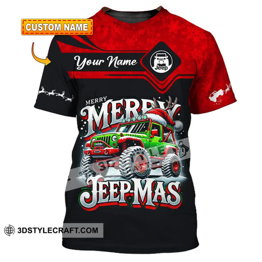 Unisex Shirt, Custom Name Merry Jeepmas Shirt, Christmas Polo Long Sleeve Shirt, Christmas Gift for Jeep Lover style option 1