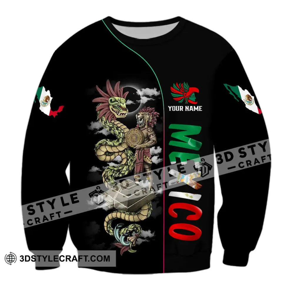 Unisex Shirt - Custom Name Mexico Long Sleeve / S T-Shirt