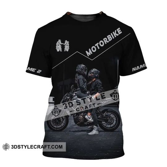 Unisex Shirt, Custom Name Motorbike Couple Shirt, Couple Love T-Shirt style option 2