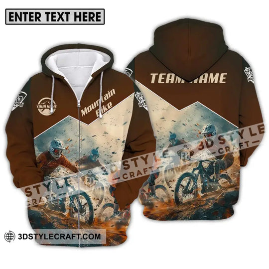 Unisex Shirt - Custom Name Mountain Bike Shirt, Brown Biker style option 2