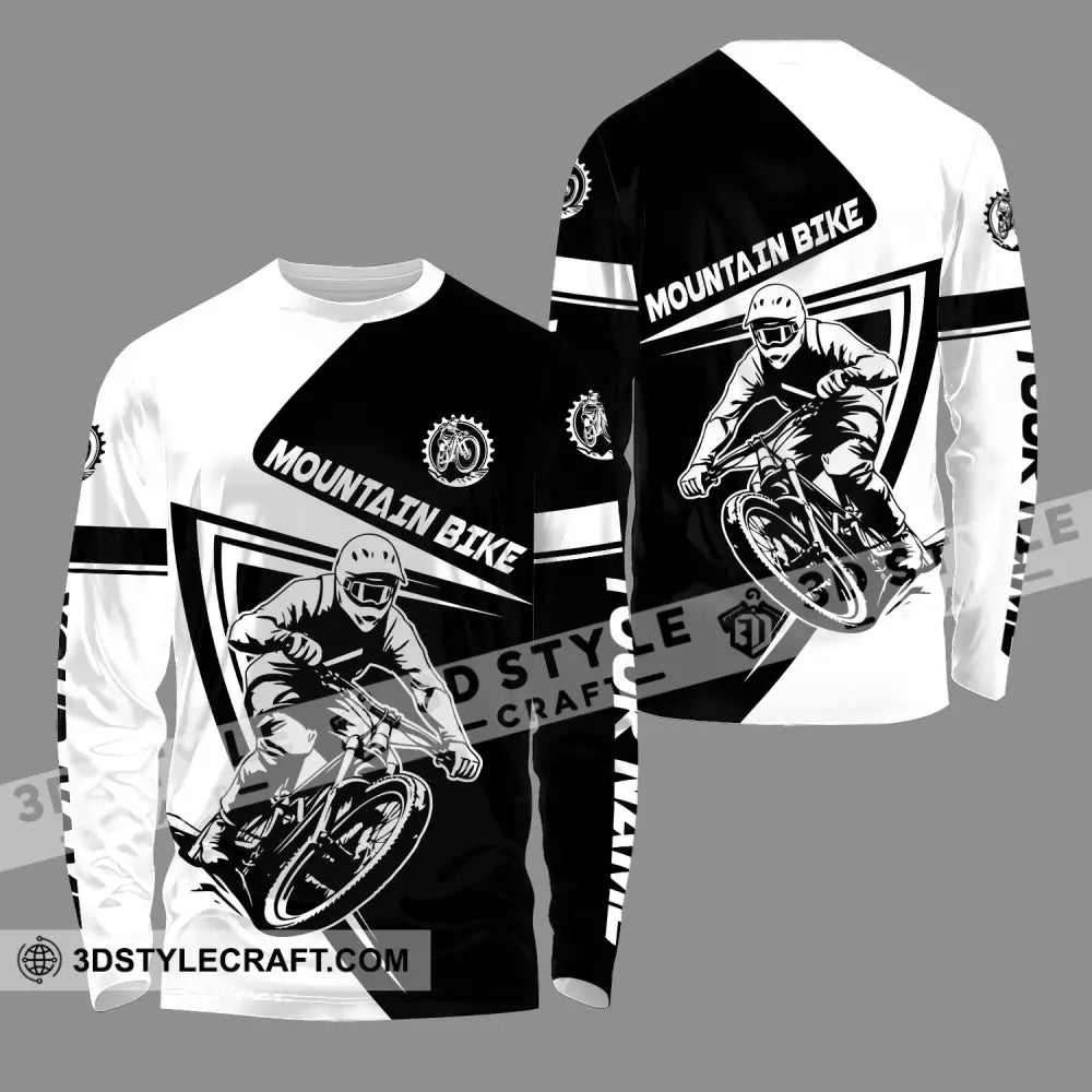 Unisex Shirt - Custom Name Mountain Bike Player Sport Motobike Long Sleeve / S T-Shirt