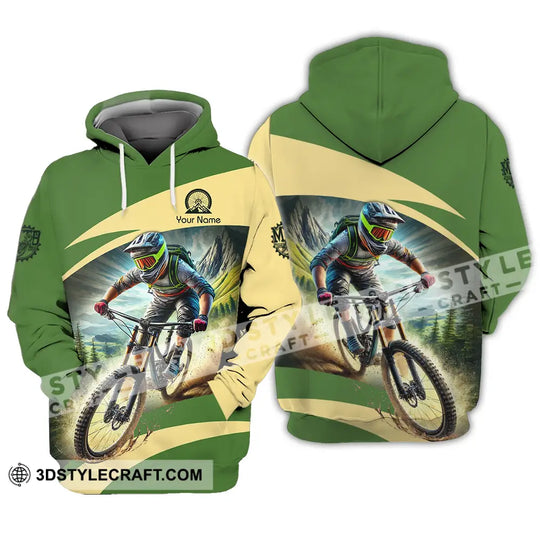 Unisex Shirt - Custom Name Mountain Bike Sport Shirt, Green Biker style option 3