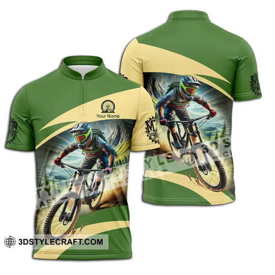 Unisex Shirt - Custom Name Mountain Bike Sport Shirt, Green Biker style option 2