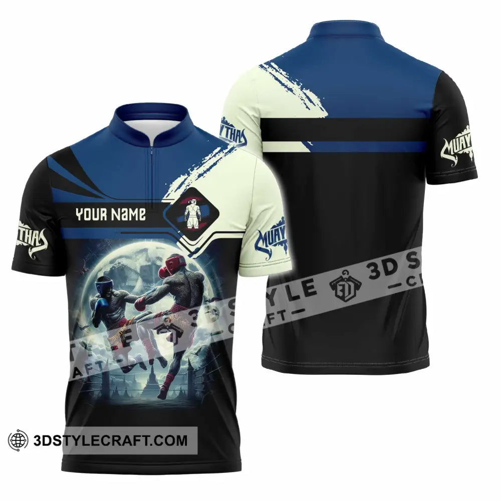 Unisex Shirt Custom Name Muay Thai Polo Long Sleeve Zipper / S T-Shirt