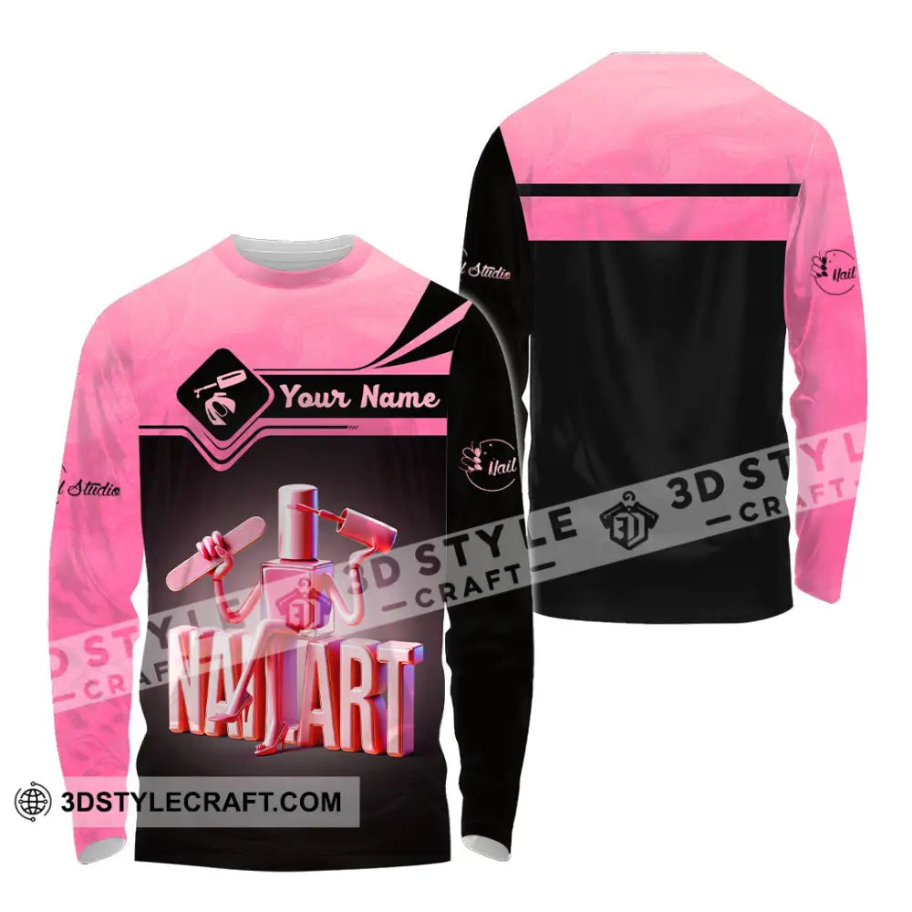 Unisex Shirt Custom Name Nail Art Long Sleeve Polo / S T-Shirt