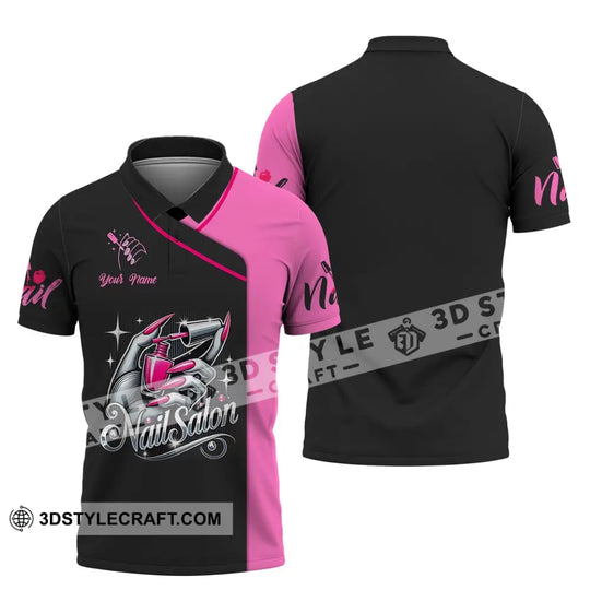 Unisex Shirt, Custom Name Nail Artist Shirt, Nail Artist Long Sleeve Hoodie Polo Shirt, Nail Shop Uniform style option 4