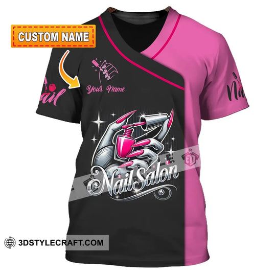 Unisex Shirt, Custom Name Nail Artist Shirt, Nail Artist Long Sleeve Hoodie Polo Shirt, Nail Shop Uniform style option 1