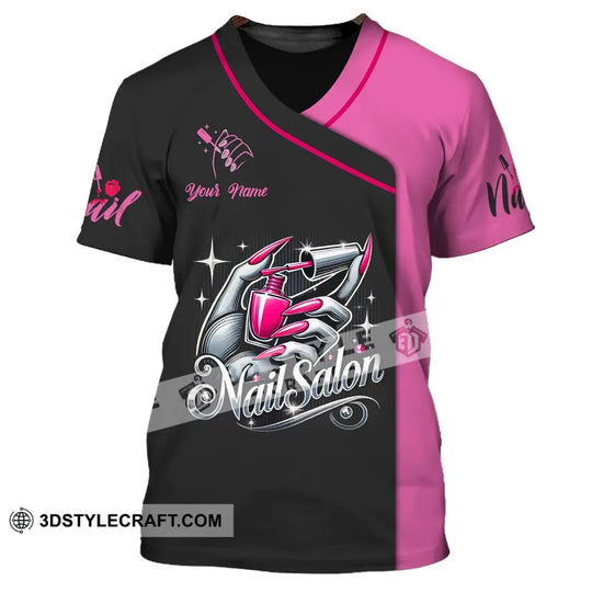 Unisex Shirt, Custom Name Nail Artist Shirt, Nail Artist Long Sleeve Hoodie Polo Shirt, Nail Shop Uniform style option 2