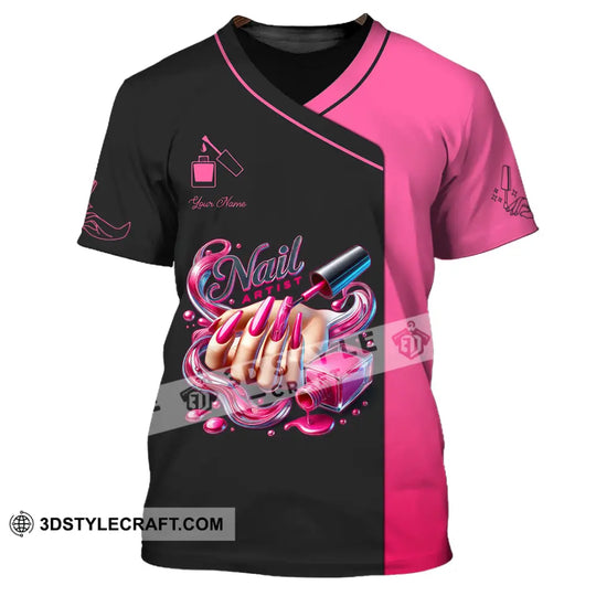 Unisex Shirt, Custom Name Nail Artist Shirt, Nail Artist Polo Long Sleeve Shirt style option 2