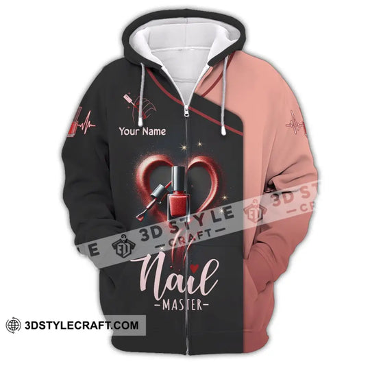 Unisex Shirt, Custom Name Nail Master Shirt, Nail Artist Long Sleeve Hoodie Polo Shirt, Nail Studio Uniform style option 3