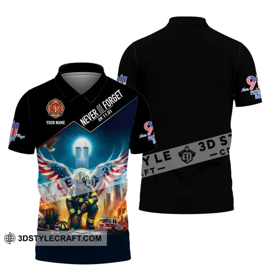 Unisex Shirt, Custom Name Never Forget Shirt, 911 Memorial Shirt, Firefighter Memorial style option 4