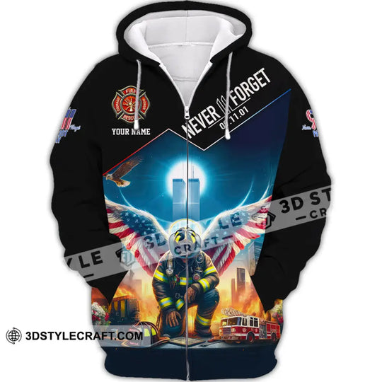 Unisex Shirt, Custom Name Never Forget Shirt, 911 Memorial Shirt, Firefighter Memorial style option 3