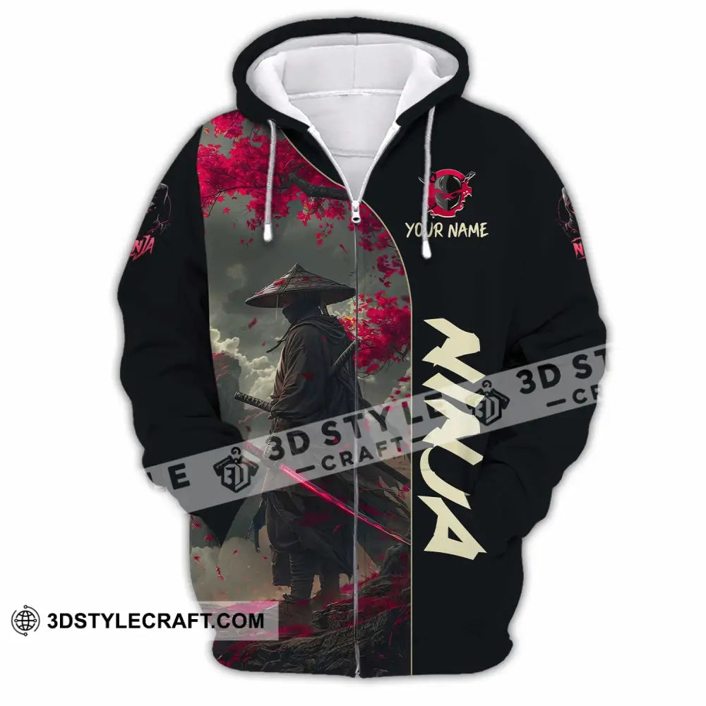 Unisex Shirt Custom Name Ninja Love Polo Long Sleeve Zipper Hoodie / S T-Shirt