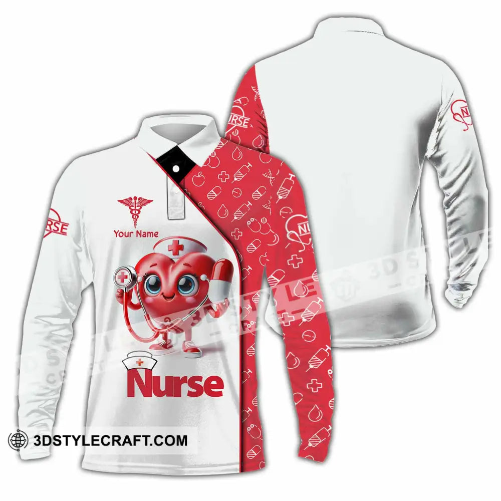 Unisex Shirt Custom Name Nurse T-Shirt Long Sleeve Polo / S T-Shirt