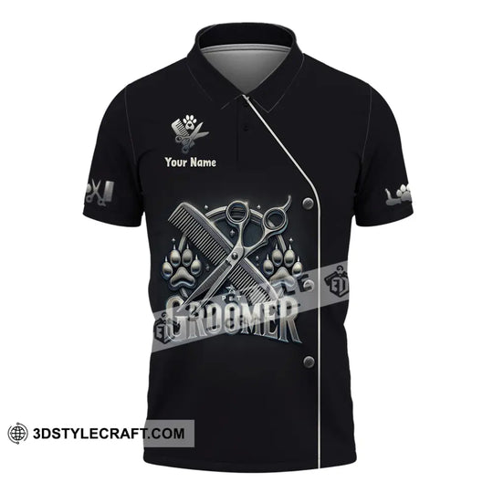 Unisex Shirt, Custom Name Pet Grooming Shirt, Pet Groomer Polo Long Sleeve, Groomer Gift style option 4