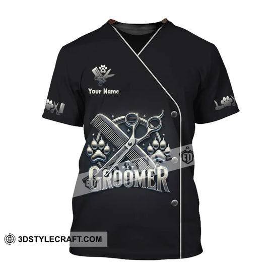 Unisex Shirt, Custom Name Pet Grooming Shirt, Pet Groomer Polo Long Sleeve, Groomer Gift style option 2